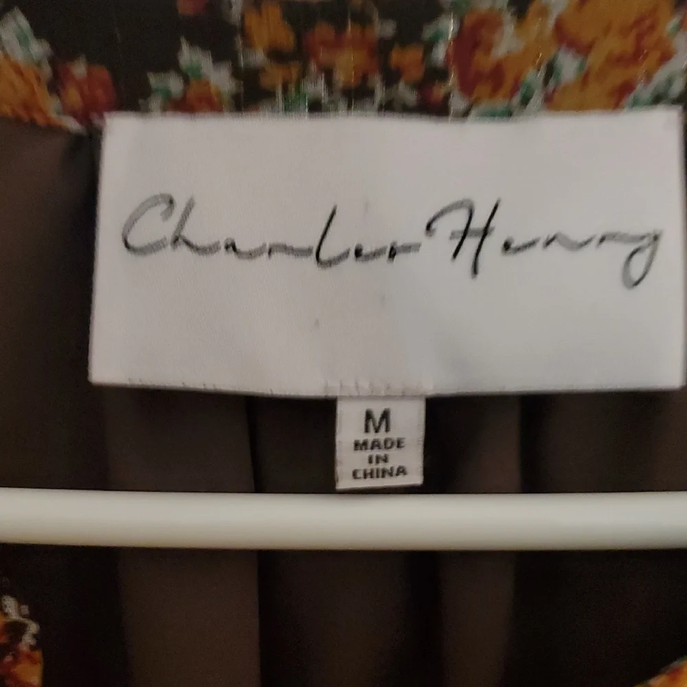 Charles Henry Brown Floral Long Sleeve Lined Dress - Picture 2 of 9